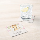 BABY GIRAFFE BABY SHOWER  スクエアペーパーコースター (インサイチュ)
