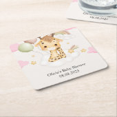BABY GIRAFFE BABY SHOWER  スクエアペーパーコースター (アングル)
