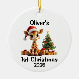 Baby Giraffe Christmas セラミックオーナメント