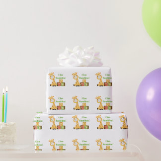 Baby Giraffe Girl Blocks Italian Nursery Newborn ラッピングペーパー