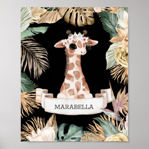*~* Baby Giraffe Jungle Plants Nursery Girl Sweet ポスター
