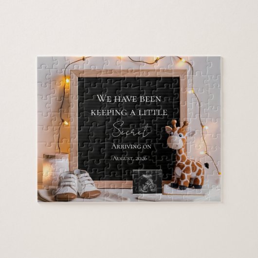  Baby Giraffe Neutral  pregnancy announcement  ジグソーパズル (横)