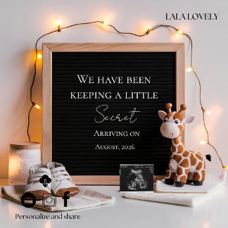  Baby Giraffe Neutral  pregnancy announcement card 案内状