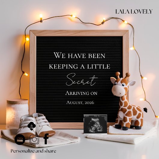  Baby Giraffe Neutral  pregnancy announcement card 案内状