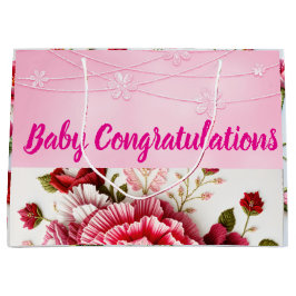 Baby Girlおめでとう愛が花開いた ラージペーパーバッグ