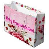Baby Girlおめでとう愛が花開いた ラージペーパーバッグ (正面アングル)
