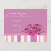 Baby Girlの発表 –  案内ポストカード (裏面)