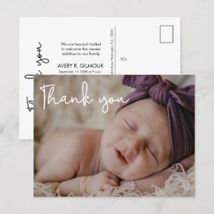 Baby Girlフォトベビーシャワースクリプモダント 案内ポストカード