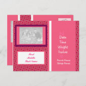 Baby Girl写真の発表テンプレート 案内ポストカード (正面/裏面)