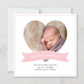 Baby Girl写真ミニマル生誕発表 マグネット招待状 (正面)