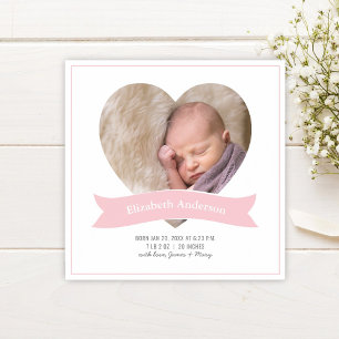 Baby Girl写真ミニマル生誕発表 マグネット招待状