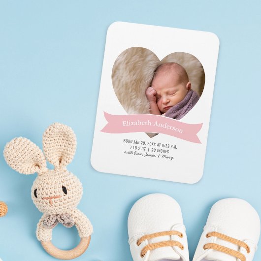 Baby Girl写真ミニマル生誕発表 マグネット