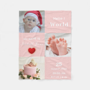 Baby Girl誕生Stat発表写真 フリースブランケット