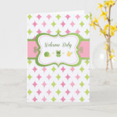 Baby Girl、ようこそ カード (黄色い花)