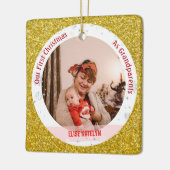 Baby Girl 1st Christmas As祖父母の写真2 セラミックオーナメント (左)