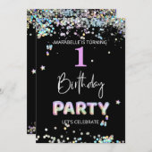 *~* BABY GIRL 1st One First Rainbow誕生日 招待状 (正面/裏面)