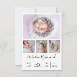 Baby Girl 4写真誕生のお知らせ サンキューカード