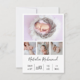 Baby Girl 4写真誕生のお知らせ サンキューカード