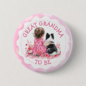 Baby Girl and her Dog Great Grandma Baby Shower  缶バッジ (正面)
