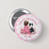 Baby Girl and her Dog Great Grandma Baby Shower  缶バッジ (正面&裏面)