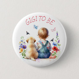 Baby Girl and Puppy Baby Shower GiGi to be 缶バッジ