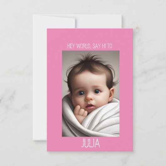 Baby Girl Announcement Cards with Photo 案内状 (正面)