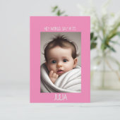Baby Girl Announcement Cards with Photo 案内状 (スタンド正面)