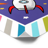 Baby Girl Astronaut Outer Space Rocket Birth Stats ポスター (角)