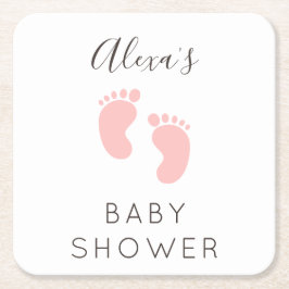 Baby Girl  Baby Shower Favor スクエアペーパーコースター