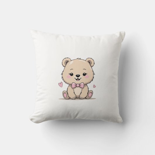 baby girl bear pillow  クッション (正面)