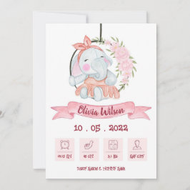 Baby Girl Birth Annoucement 案内状