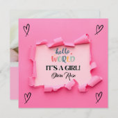 Baby Girl Birth Announcement 招待状 (正面/裏面)