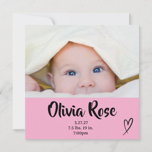 Baby Girl Birth Announcement 招待状 (裏面)