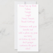 Baby Girl Birth Announcement Bookmark Keepsake (裏面)
