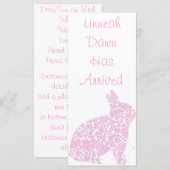 Baby Girl Birth Announcement Bookmark Keepsake (正面/裏面)