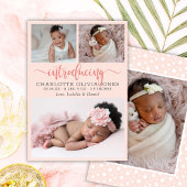 Baby Girl Birth Announcement Photo Collage Card 案内状