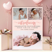 Baby Girl Birth Announcement Photo Collage Card 案内状