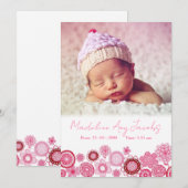 Baby Girl Birth Announcement Photo Digital Image 案内状 (正面/裏面)