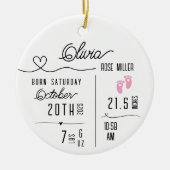 Baby Girl Birth Announcement Photo Name Stats セラミックオーナメント (正面)
