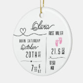 Baby Girl Birth Announcement Photo Name Stats セラミックオーナメント (左)