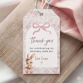 Baby Girl Birthday Bunny Thank You Favor Tag ギフトタグ