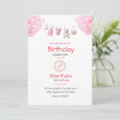 baby girl birthday invitation card 招待状 (スタンド正面)