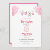 baby girl birthday invitation card 招待状 (正面/裏面)