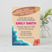 Baby Girl Board Surfboard Baby Shower Invitation 招待状 (スタンド正面)