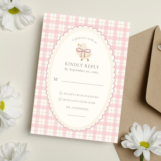 Baby Girl | Chick Watercolor Pink 返信カード