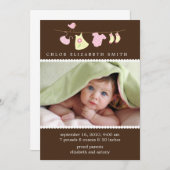 Baby Girl Clothesline Birth Announcement 案内状 (正面/裏面)