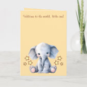 Baby girl congratulations elephant peach カード (裏面)