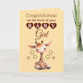 Baby girl congratulations giraffe peach カード (正面)
