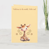 Baby girl congratulations giraffe peach カード (裏面)