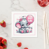 Baby Girl Elephant(バルーン付き)、花 スタンダードカクテルナプキン (インサイチュ)